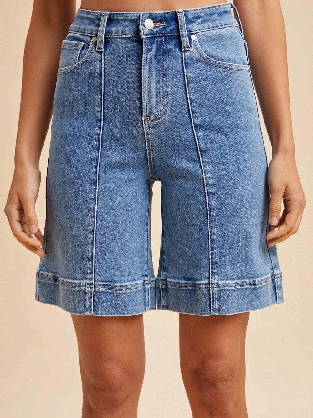 AnnieWear Denim Bermuda Jorts Long Jean Shorts High Rise Y2K NWT Small